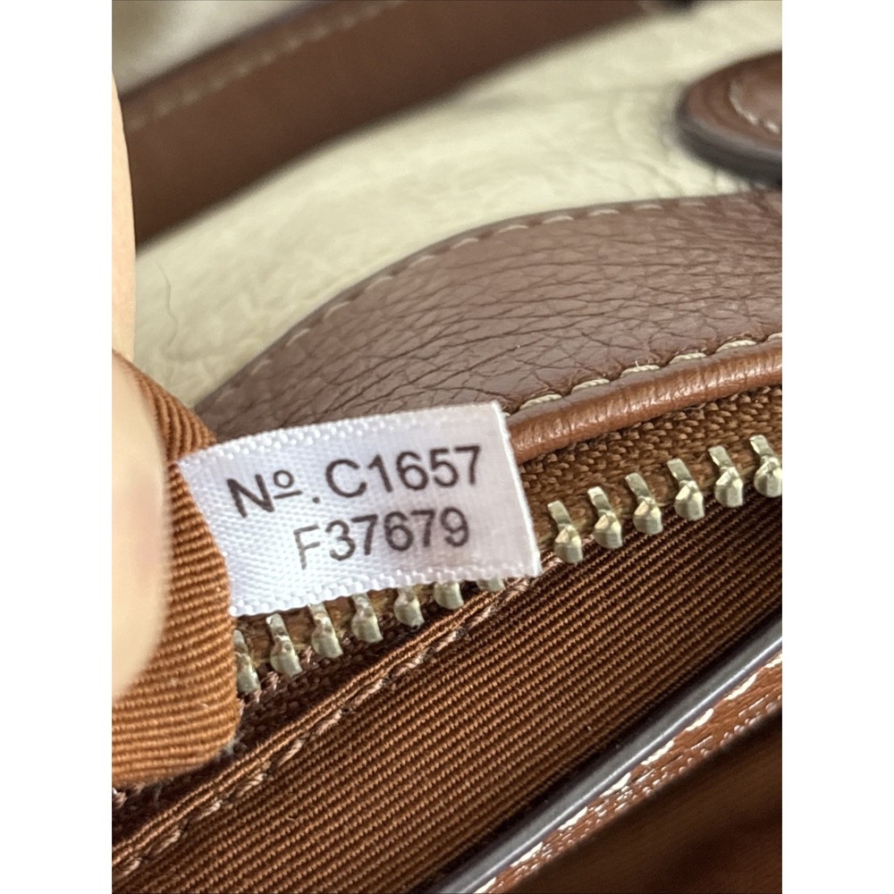 COACH Spectator Satchel Bag Cream Brown Leather Crossbody Top Handle F37679 - Picture 13 of 15